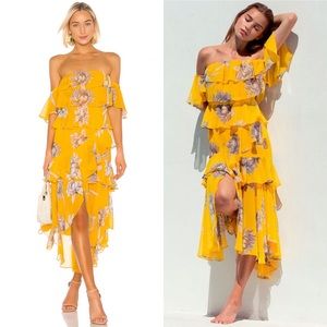 MISA Los Angeles Dalila Dress in Yellow Floral Size XS